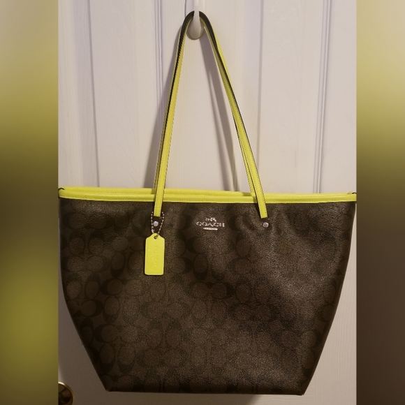 coach bag with neon trim